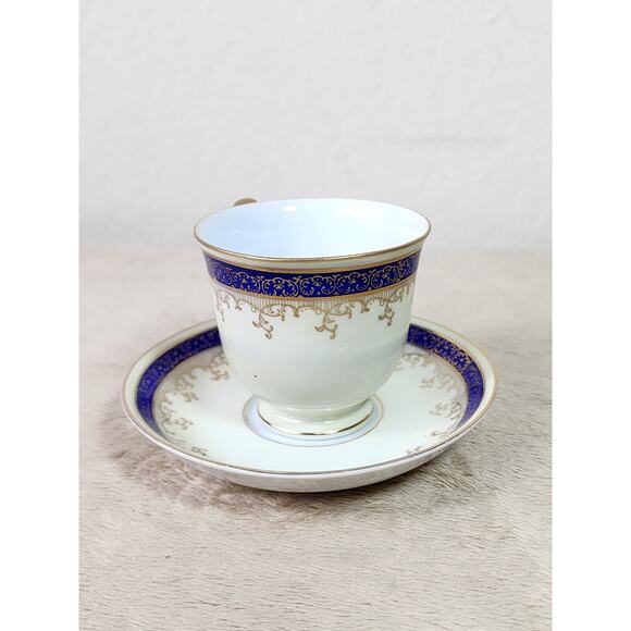 Regal China Tea Cup & Saucer Blue Gold Trim 40's Porcelain Occupied Japan Vtg - Picture 7 of 15